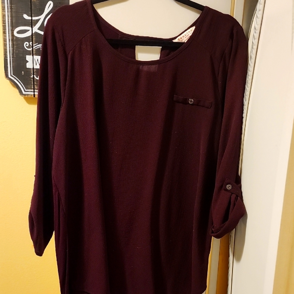 Tempted Rich Burgundy Blouse with Sleeve Buttons